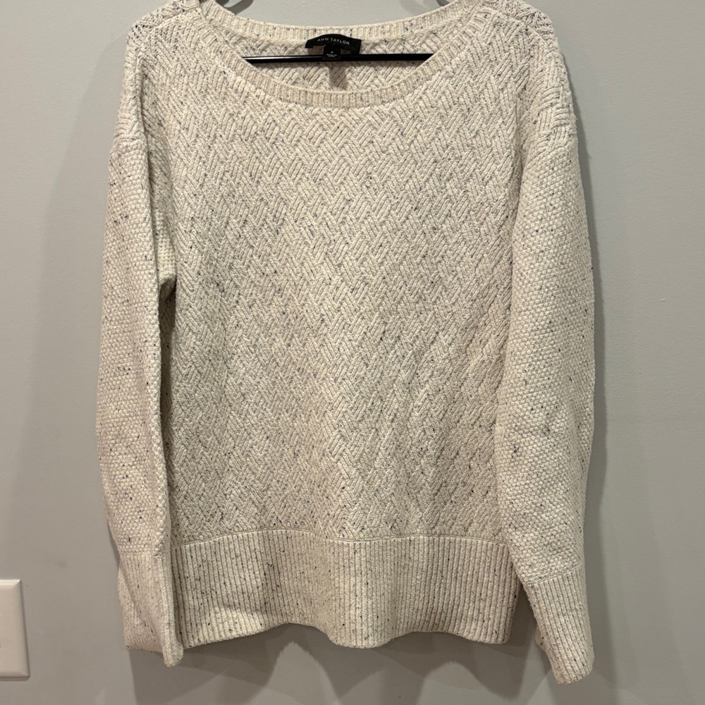 Ann Taylor Textured Cream Sweater